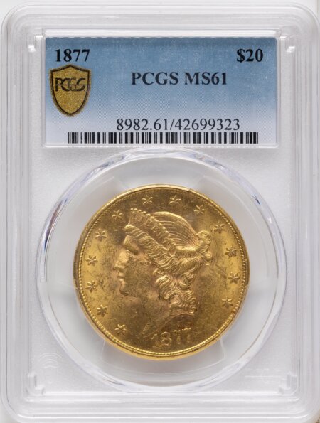 1877 $20 PCGS Secure Blue Gradient 61 PCGS