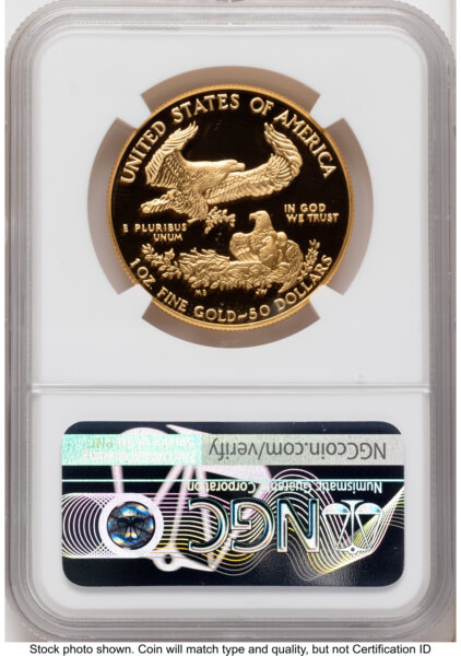 1986-W Proof Gold Eagle 1 oz Anna Cabral 70 NGC