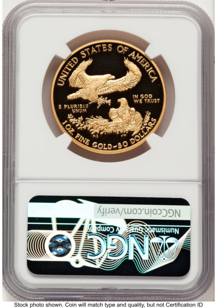 2020-W Proof Gold Eagle V75 Privy One of 1945 Struck 1 oz Brown Label 70 NGC