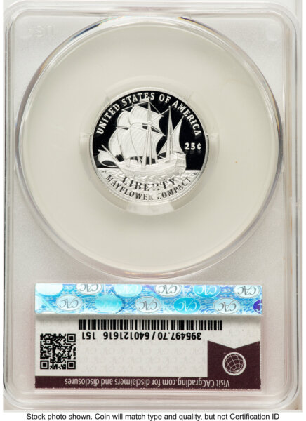 2026-S Semiquincentennial Mayflower Compact Quarter 25C, PR First Day of Delivery Red Book 70 CACG