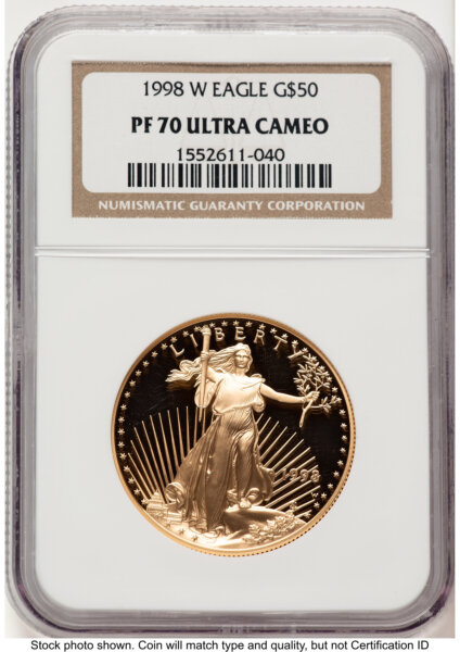 1998-W Proof Gold Eagle 1 oz Brown Label 70 NGC