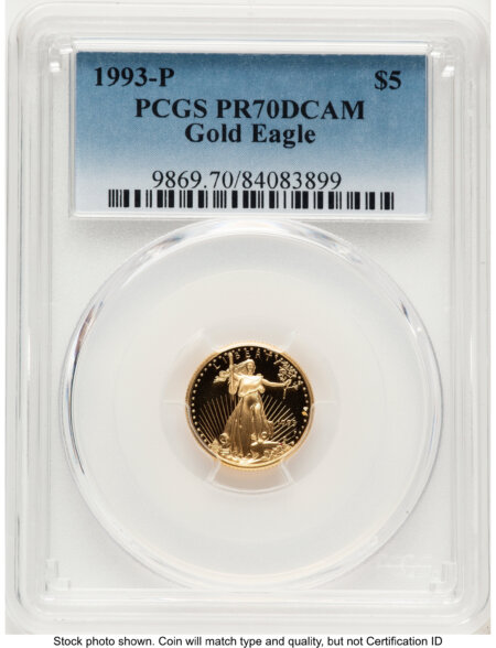 1993-P Proof Gold Eagle 1/10 oz Blue Gradient 70 PCGS