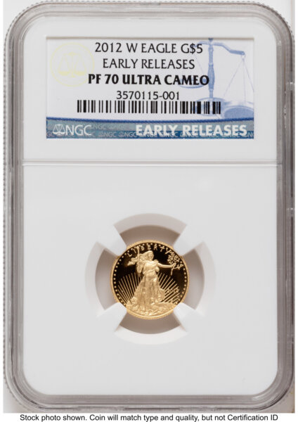 2012-W Proof Gold Eagle 1/10 oz ER Blue 70 NGC