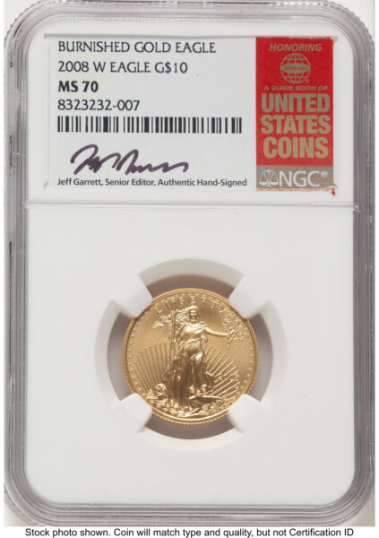 2008-W Burnished Gold Eagle 1/4 oz 0.25 oz Jeff Garrett Red Book 70 NGC