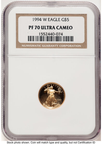 1994-W Proof Gold Eagle 1/10 oz Brown Label 70 NGC