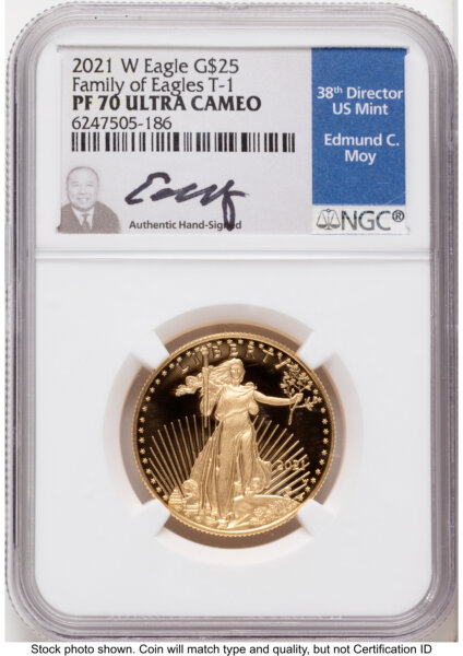 2021-W Type 1 Proof Gold Eagle 1/2 oz Ed Moy 70 NGC