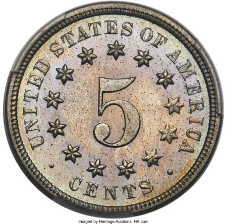 1874 5C PCGS Secure 67 PCGS