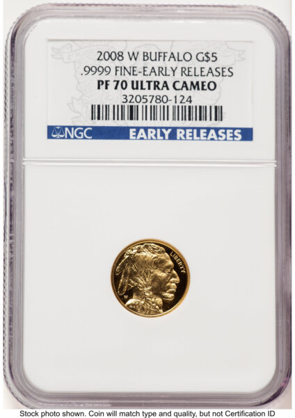 2008-W Proof Gold Buffalo 1/10 oz ER Blue 70 NGC