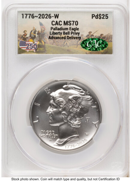 2026-W Palladium Eagle 1 oz, Uncirculated Advanced Delivery America 250 70 CACG