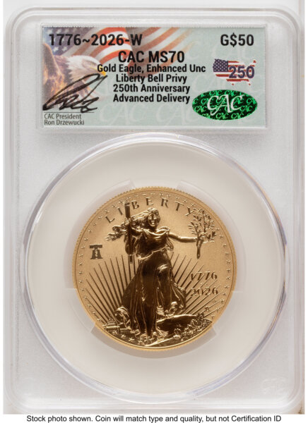 2026-W Enhanced Gold Eagle 1 oz Advanced Delivery Ron Drzewucki America 250 70 CACG