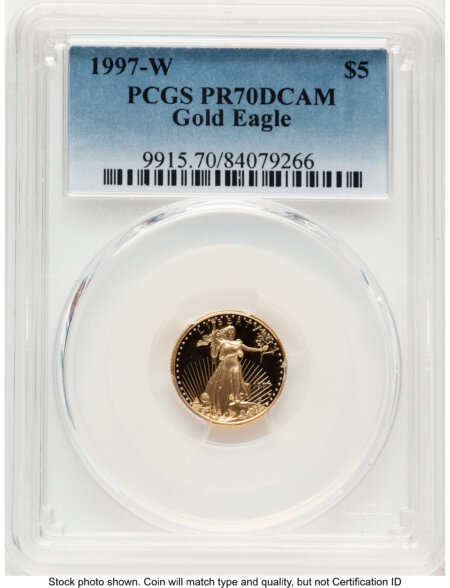 1997-W Proof Gold Eagle 1/10 oz Blue Gradient 70 PCGS