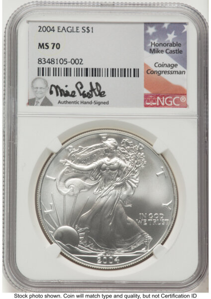 2004 Silver Eagle Mike Castle 70 NGC
