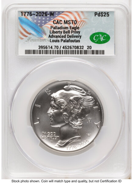 2026-W Palladium Eagle 1 oz, Uncirculated Advanced Delivery Louis Palafoutas 70 CACG