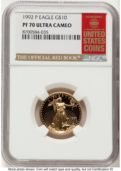 1992-P Proof Gold Eagle 1/4 oz Red Book 70 NGC