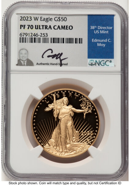2023-W Proof Gold Eagle 1 oz Ed Moy 70 NGC