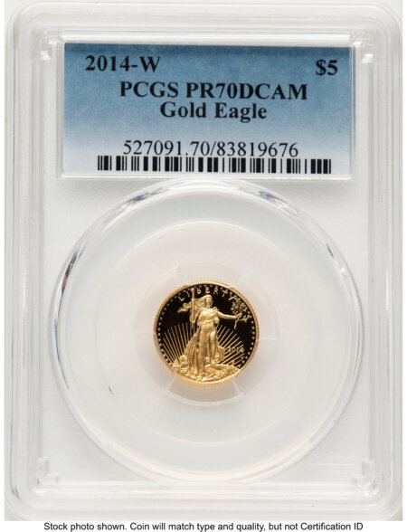 2014-W Proof Gold Eagle 1/10 oz Blue Gradient 70 PCGS