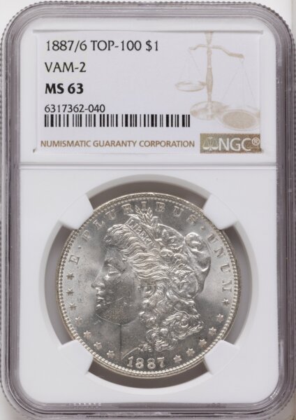 1887/6 $1 VAM-2, MS 63 NGC