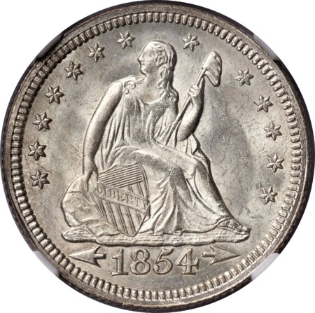 1854 25C ARROWS 65 NGC