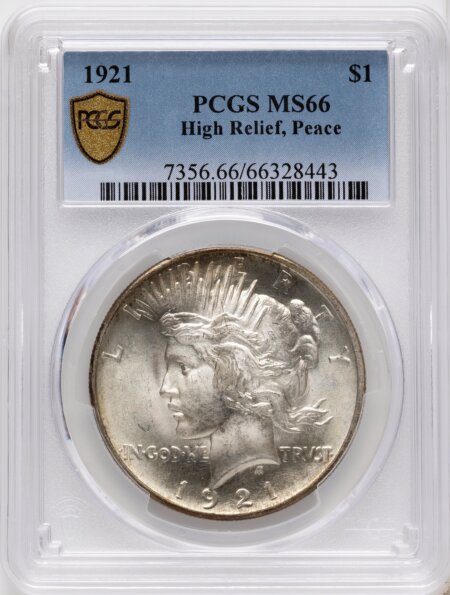 1921 S$1 Peace, MS PCGS Secure 66 PCGS
