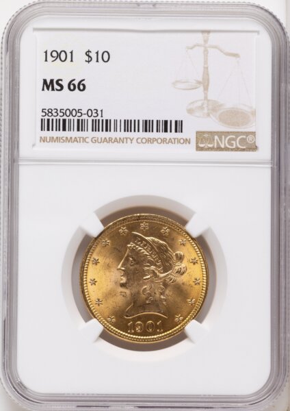 1901 $10 Brown Label 66 NGC