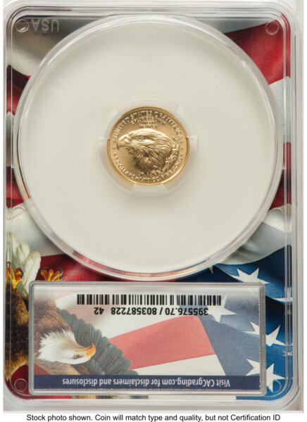 2026 Gold Eagle 1/10 oz First Day of Delivery Ron Drzewucki Flag Core 70 CACG
