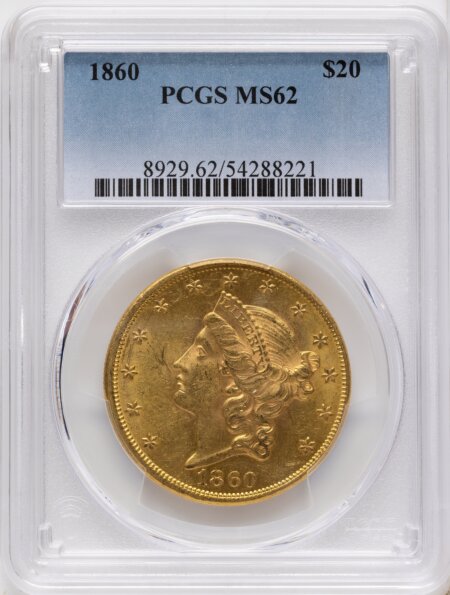 1860 $20 62 PCGS