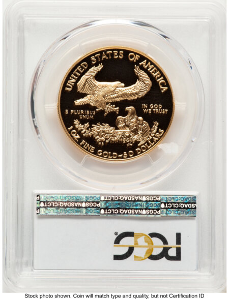1997-W Proof Gold Eagle 1 oz Blue Gradient 70 PCGS