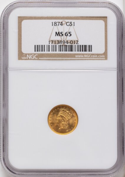 1874 G$1 65 NGC