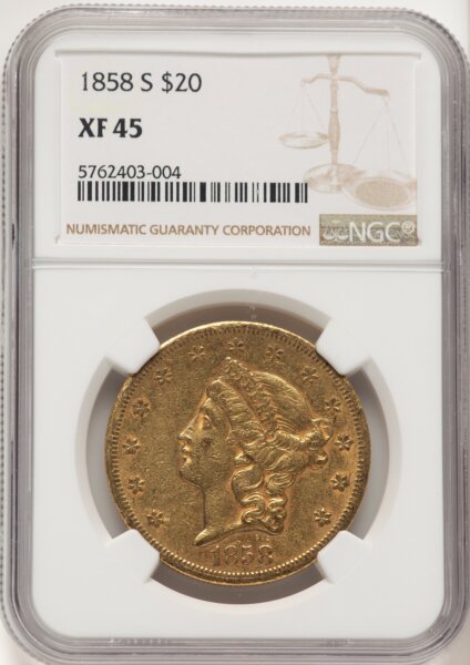 1858-S $20 45 NGC
