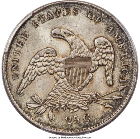 1831 25C B-4, MS CAC PCGS Secure PCGS Plus 63 PCGS