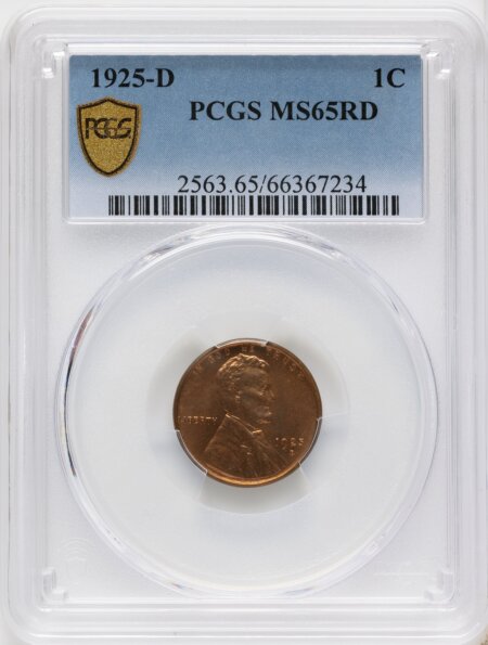 1925-D 1C, RD PCGS Secure 65 PCGS
