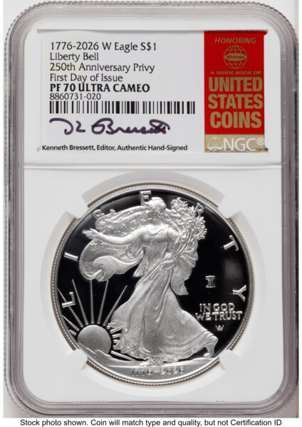 2026-W Proof Silver Eagle 1 oz FDI Kenneth Bressett Red Book 70 NGC