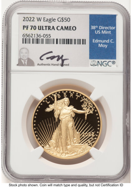2022-W Proof Gold Eagle 1 oz Ed Moy 70 NGC