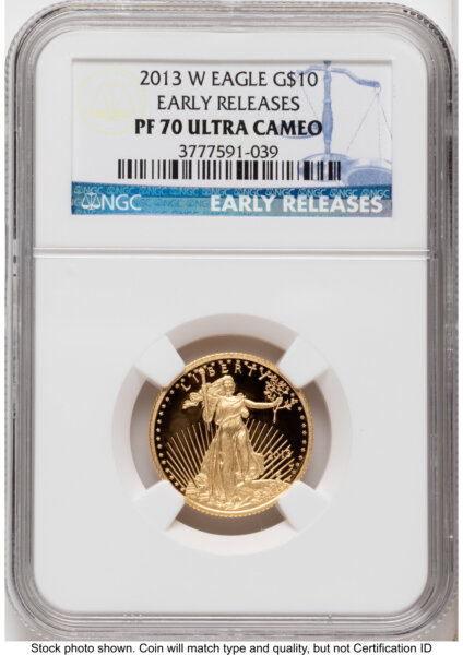 2013-W Proof Gold Eagle 1/4 oz ER Blue 70 NGC
