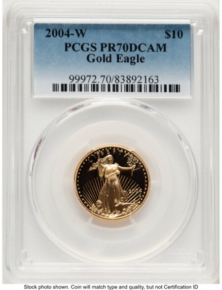 2004-W Proof Gold Eagle 1/4 oz Blue Gradient 70 PCGS