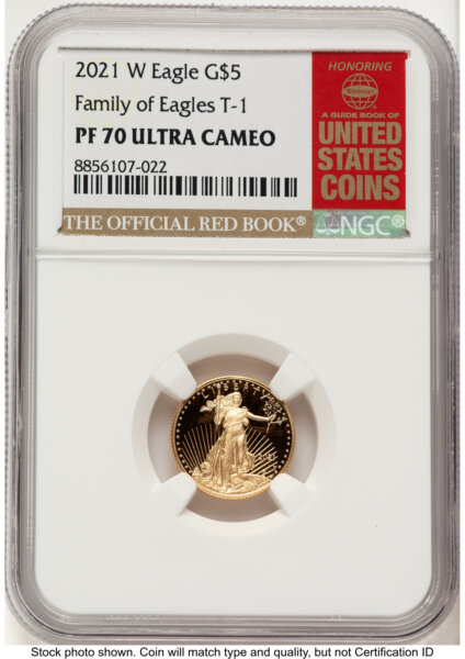2021-W Type 1 Proof Gold Eagle 1/10 oz Red Book 70 NGC
