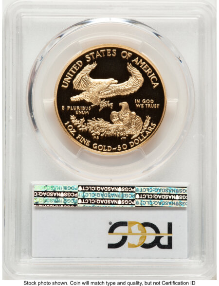 2001-W Proof Gold Eagle 1 oz Blue Gradient 70 PCGS