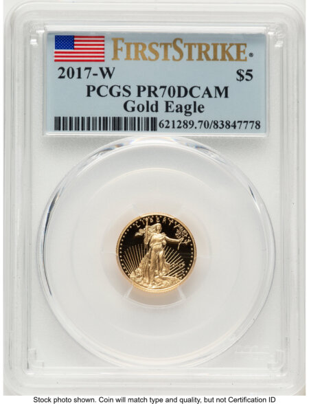 2017-W Proof Gold Eagle 1/10 oz FS Flag 70 PCGS