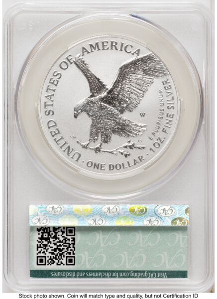 2026-W Enhanced Silver Eagle 1 oz First Day of Delivery Flag Label 70 CACG