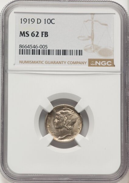 1919-D 10C, FB 62 NGC
