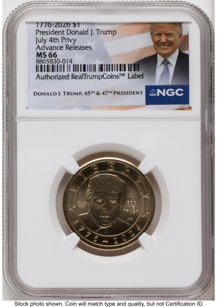 2026 Semiquincentennial President Donald J. Trump $1 (Privy Mark) AR Trump Label 66 NGC