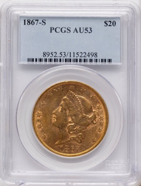 1867-S $20 53 PCGS