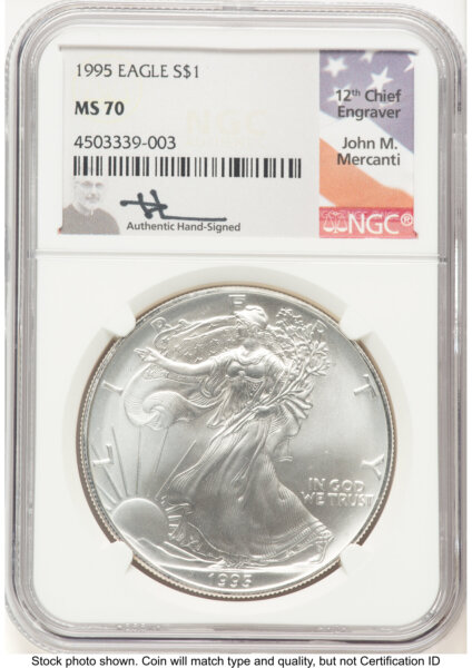 1995 Silver Eagle John Mercanti 70 NGC