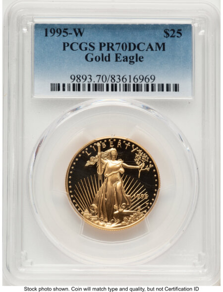 1995-W Proof Gold Eagle 1/2 oz Blue Gradient 70 PCGS