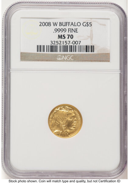 2008-W Burnished Gold Buffalo 1.85 oz Brown Label 70 NGC