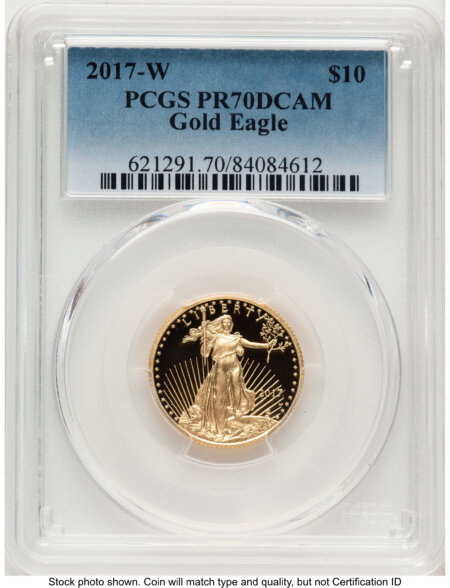 2017-W Proof Gold Eagle 1/4 oz Blue Gradient 70 PCGS