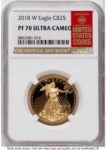 2018-W Proof Gold Eagle 1/2 oz Red Book 70 NGC
