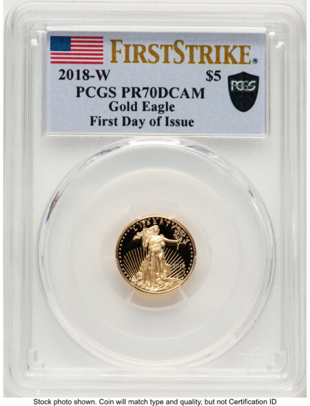 2018-W Proof Gold Eagle 1/10 oz FDI FS Flag 70 PCGS