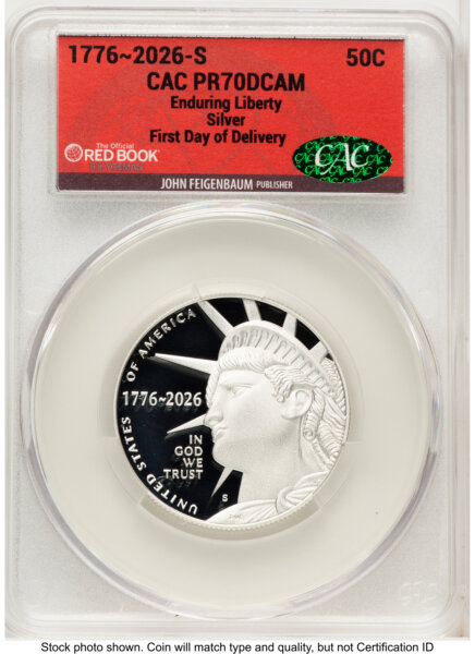 2026-S Semiquincentennial Half Dollar 50C, PR First Day of Delivery Red Book 70 CACG
