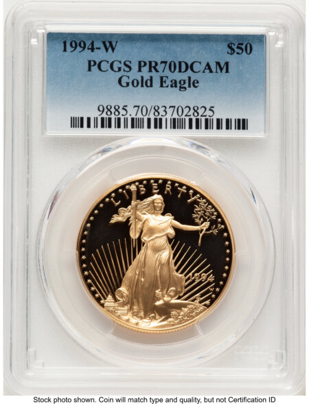 1994-W Proof Gold Eagle 1 oz Blue Gradient 70 PCGS